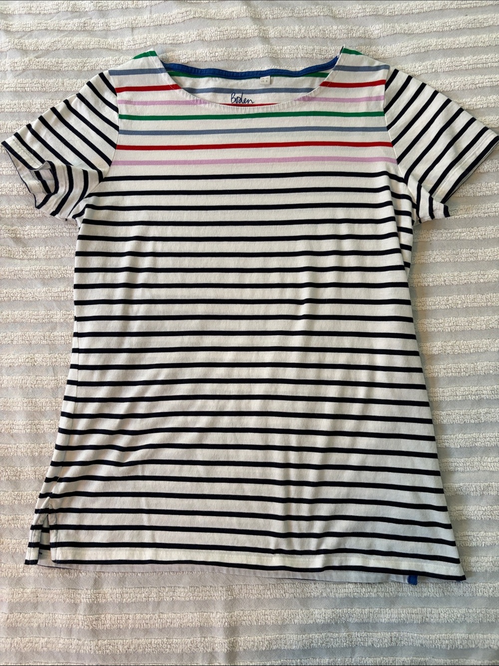 Boden Striped Short Sleeve T-shirt Tee US 8 UK 12